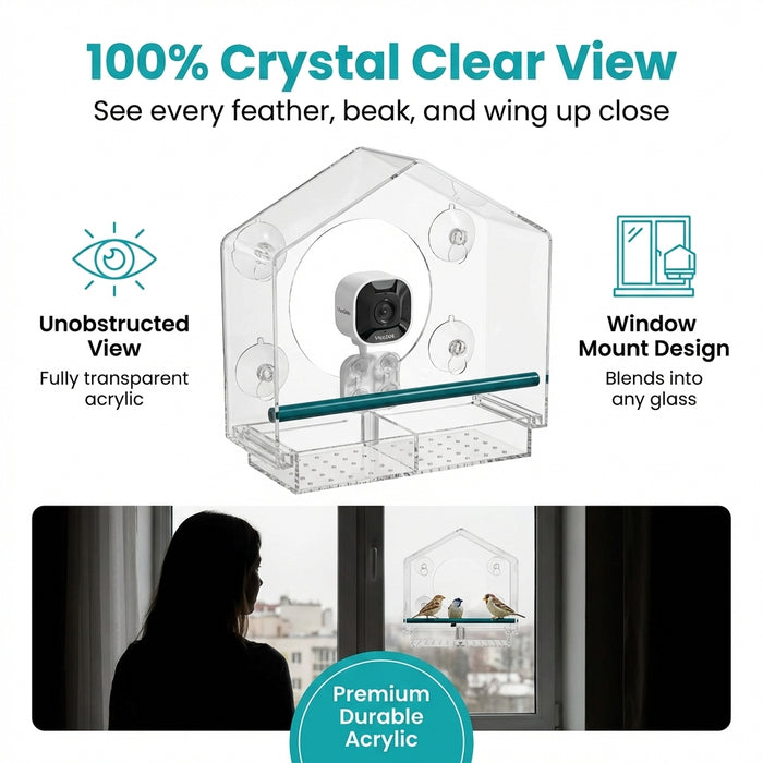 Bird feeder with crystal clear view